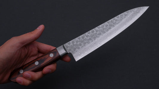Hitohira HG Tsuchime Damascus Gyuto 180mm Imitation Mahogany Handle