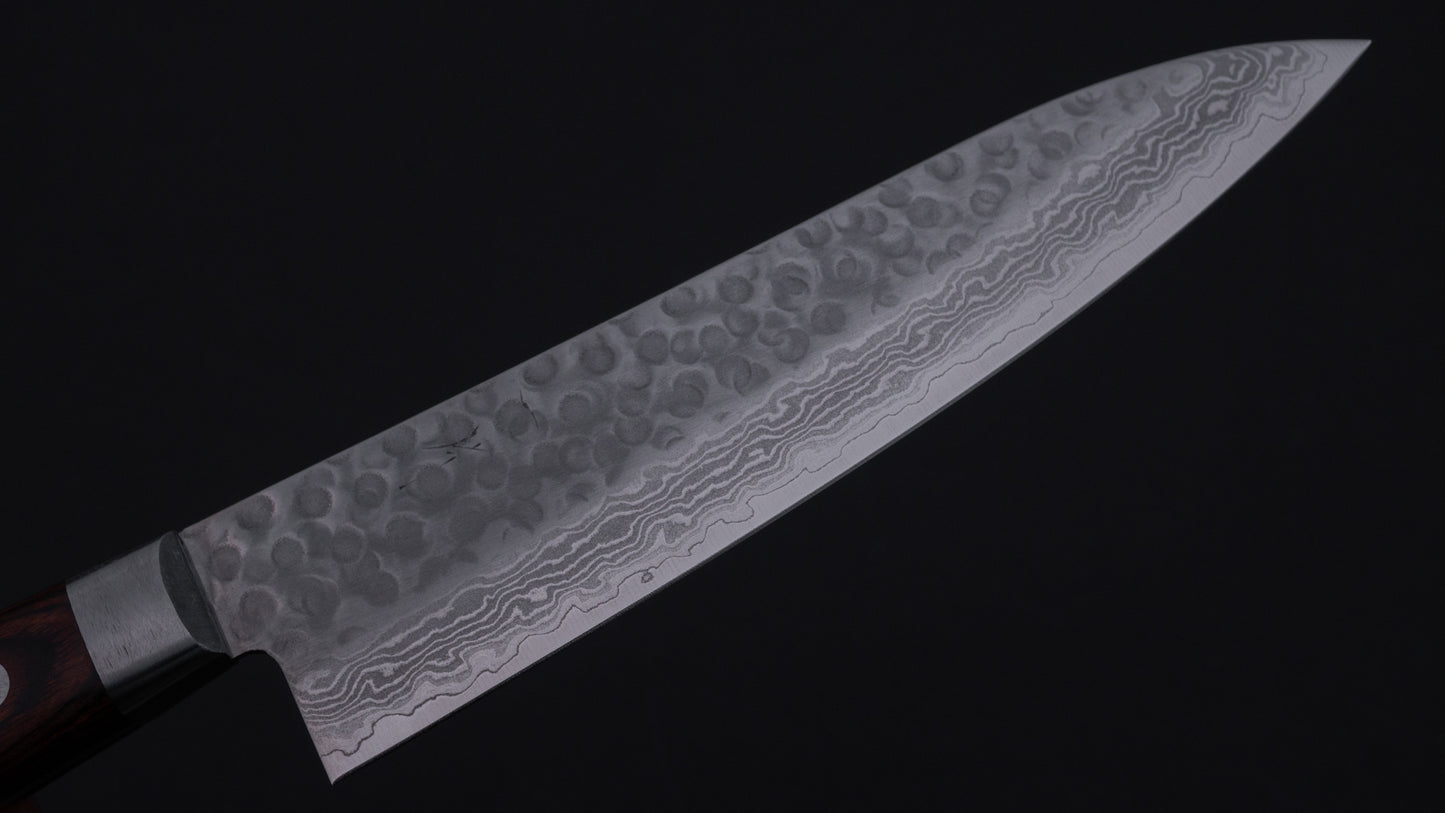 Hitohira HG Tsuchime Damascus Gyuto 180mm Imitation Mahogany Handle
