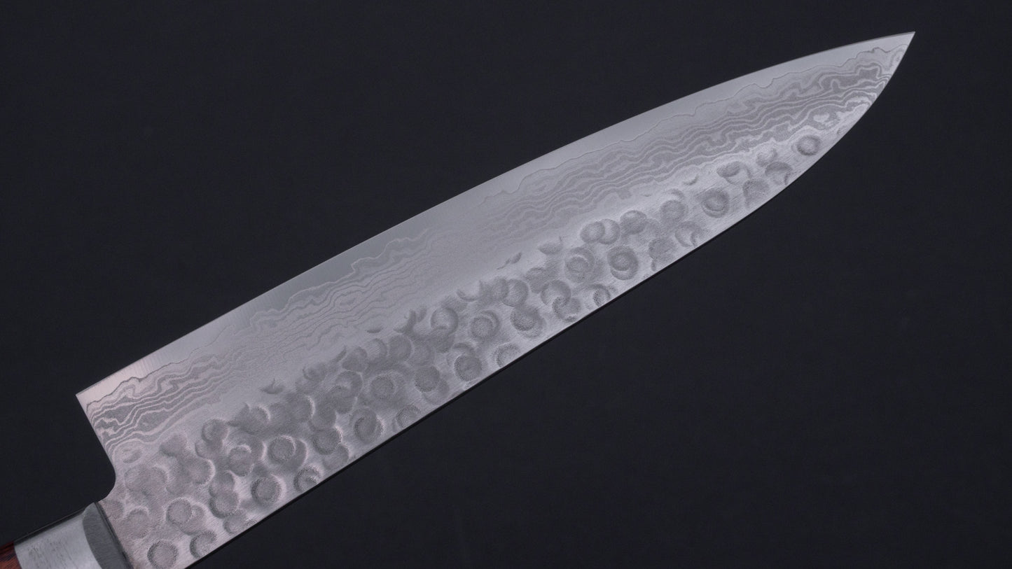 Hitohira HG Tsuchime Damascus Gyuto 180mm Imitation Mahogany Handle