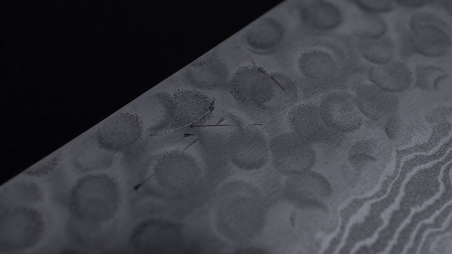 Hitohira HG Tsuchime Damascus Gyuto 180mm Imitation Mahogany Handle