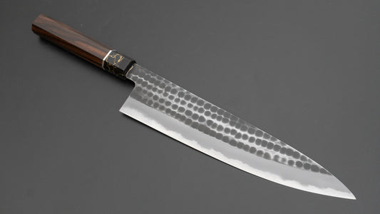 Hitohira Hinode Tsuchime Wit #2 Gyuto 240 mm ebbenhouten handvat (#15)