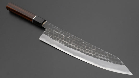 Hitohira Hinode Tsuchime Wit #2 Kiritsuke Gyuto 240 mm ebbenhouten handvat (#16)