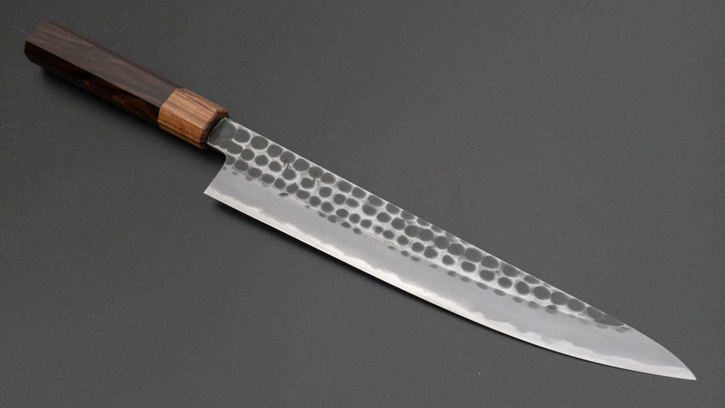 Hitohira Hinode Tsuchime Wit #2 Sujihiki 240 mm ebbenhouten handvat (#17)