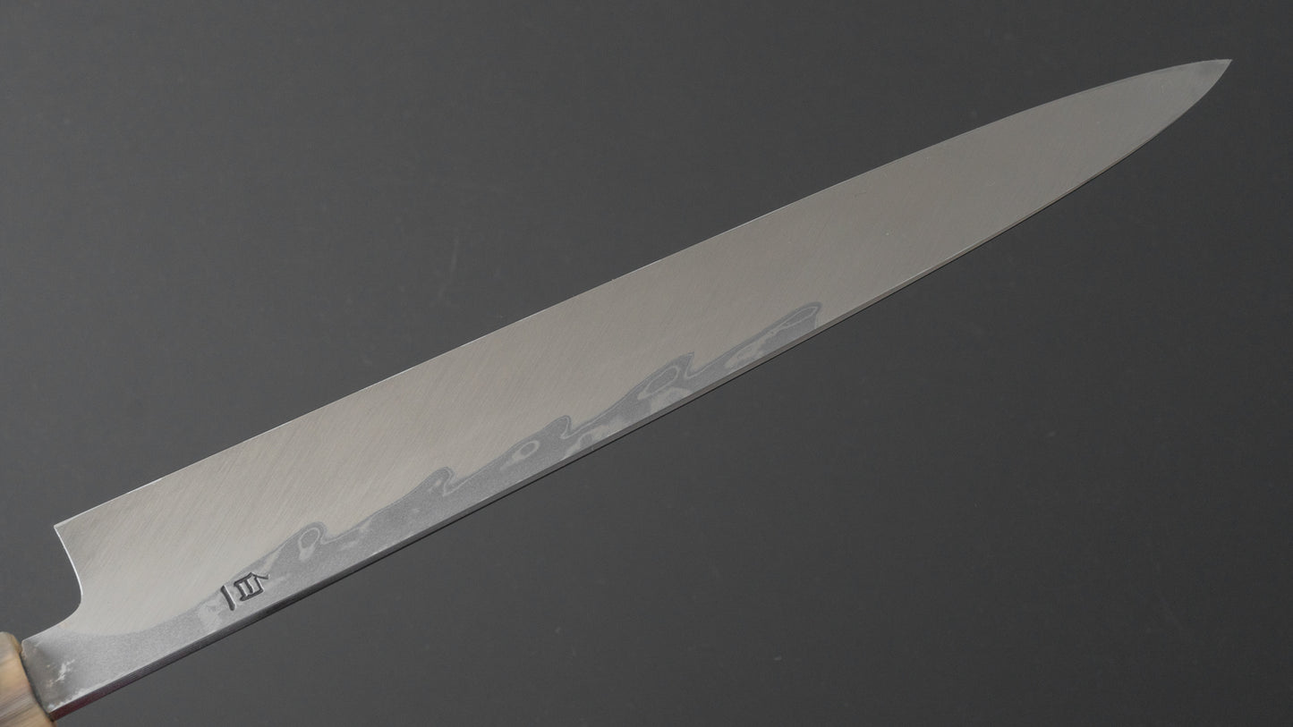 Hitohira Kikuchiyo Mosuke Enmon White #1 Yanagiba 300mm Ziricote Handle (Mirror Polished/ Saya)