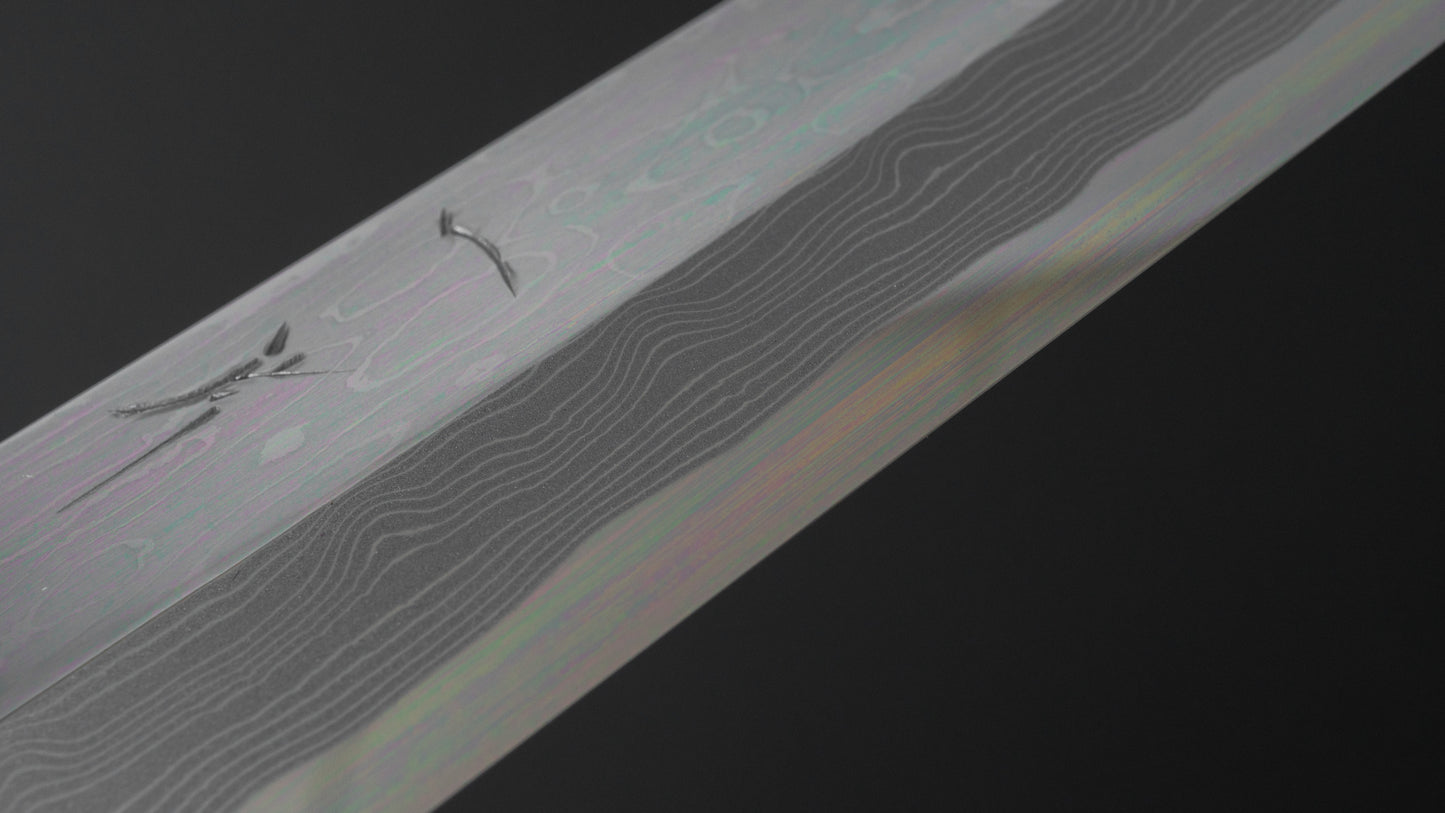 Hitohira Kikuchiyo Mosuke Enmon White #1 Yanagiba 300mm Ziricote Handle (Mirror Polished/ Saya)