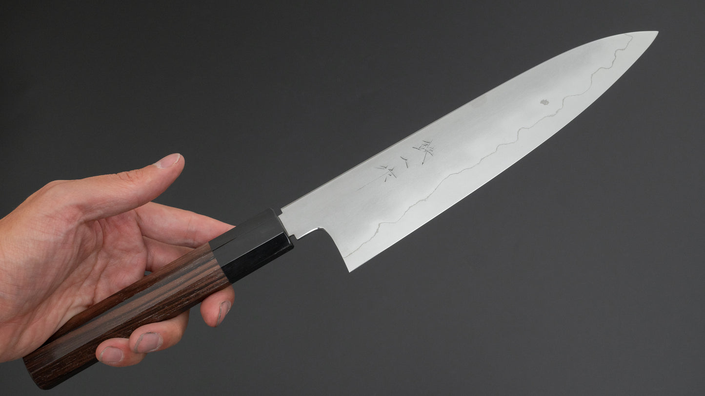 Tetsujin Zilver #3 Kasumi Gyuto 210 mm Taihei Makassar ebbenhouten handvat