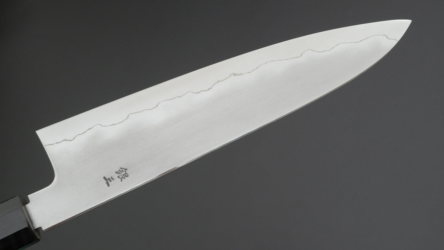 Tetsujin Zilver #3 Kasumi Gyuto 210 mm Taihei Makassar ebbenhouten handvat