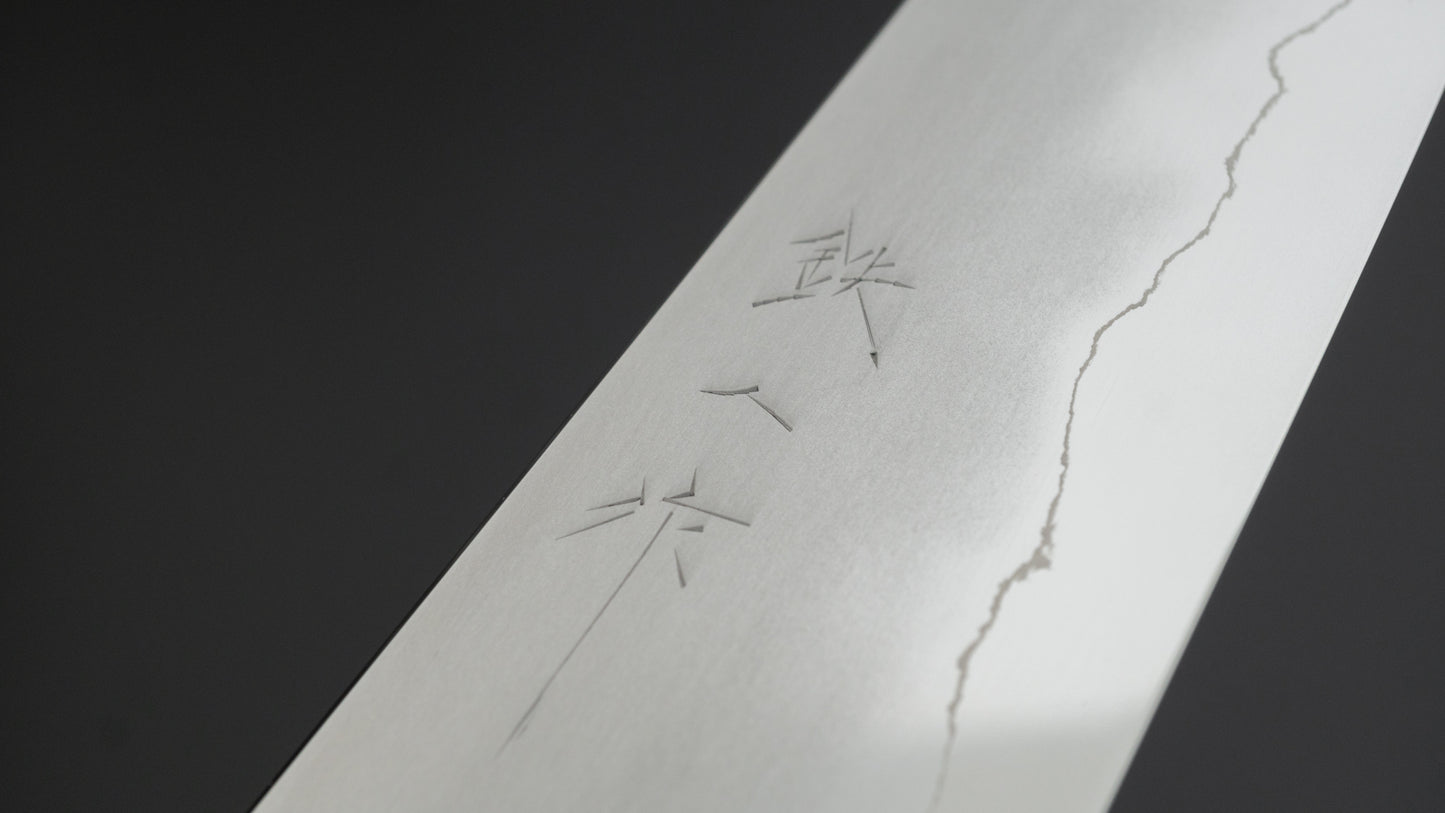 Tetsujin Zilver #3 Kasumi Gyuto 210 mm Taihei Makassar ebbenhouten handvat