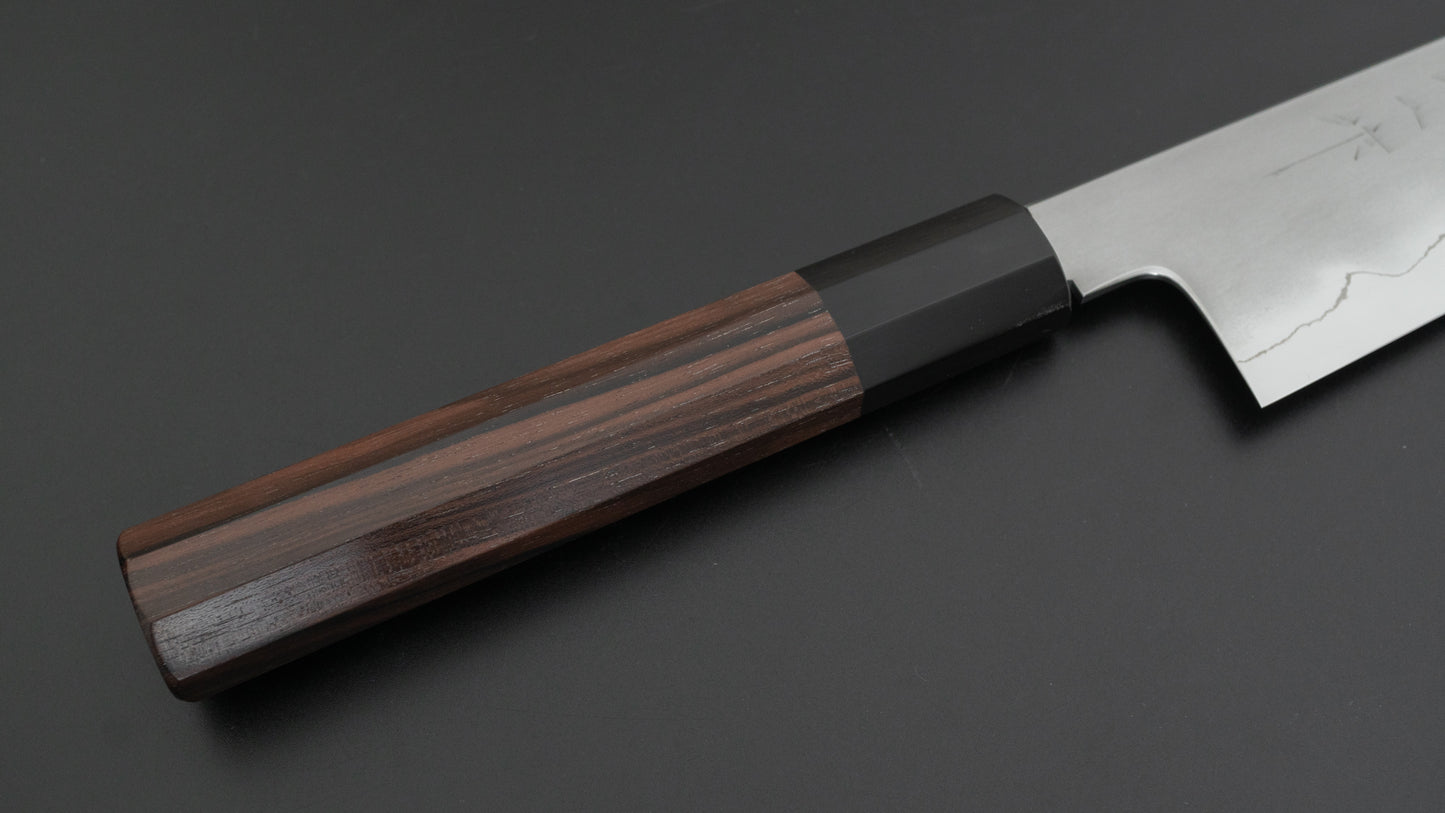 Tetsujin Zilver #3 Kasumi Gyuto 210 mm Taihei Makassar ebbenhouten handvat