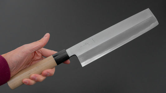 Hitohira Togashi White #2 Usuba 225mm Ho Wood Handle (D-Shape/ Saya)