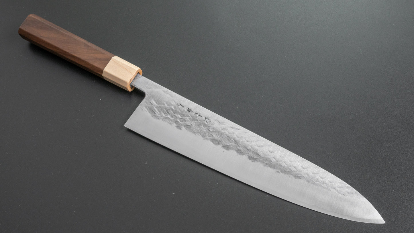 Hitohira TD SLD Tsuchime Gyuto 240mm Walnut Handle