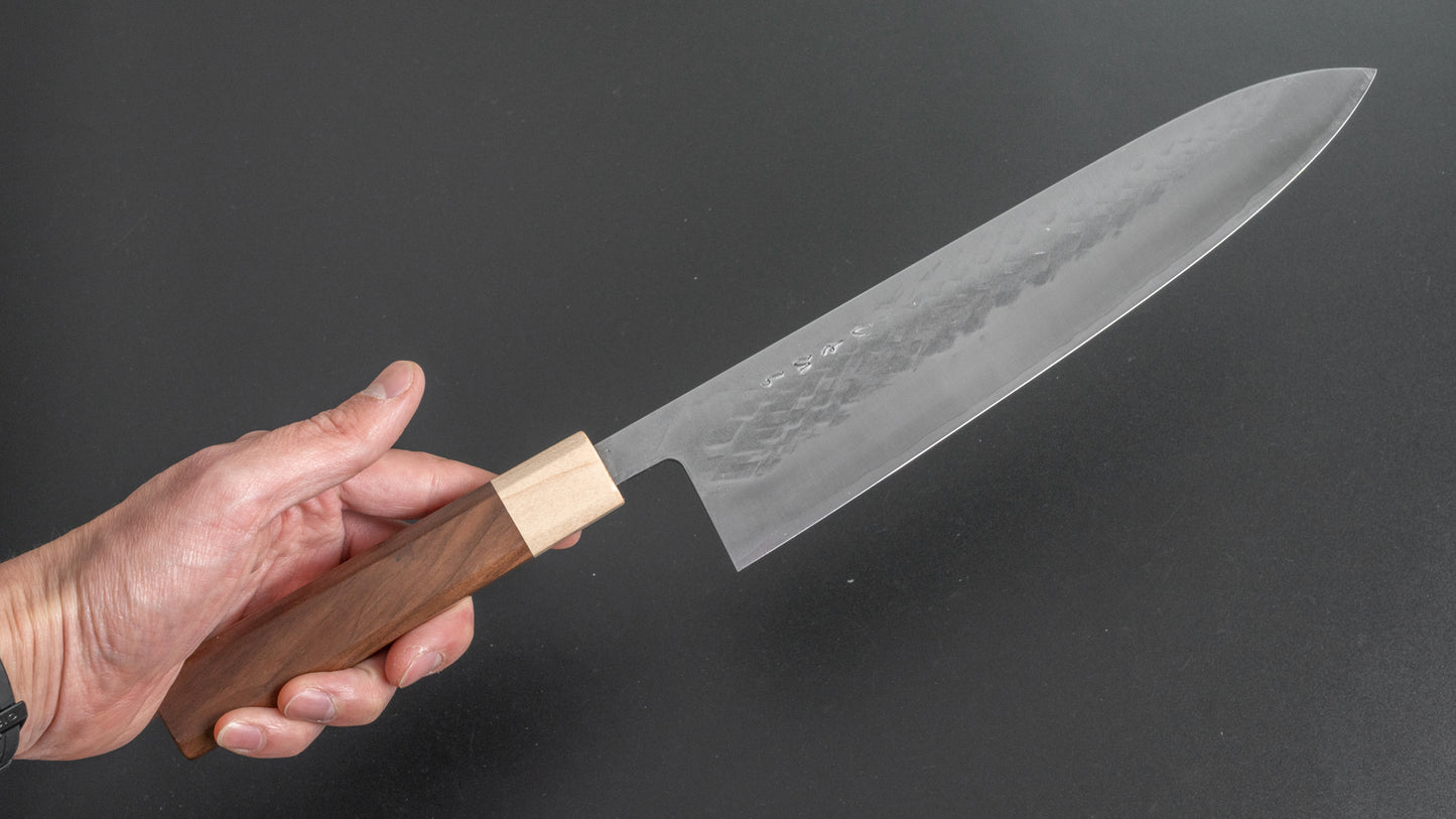 Hitohira TD SLD Tsuchime Gyuto 240mm Walnut Handle