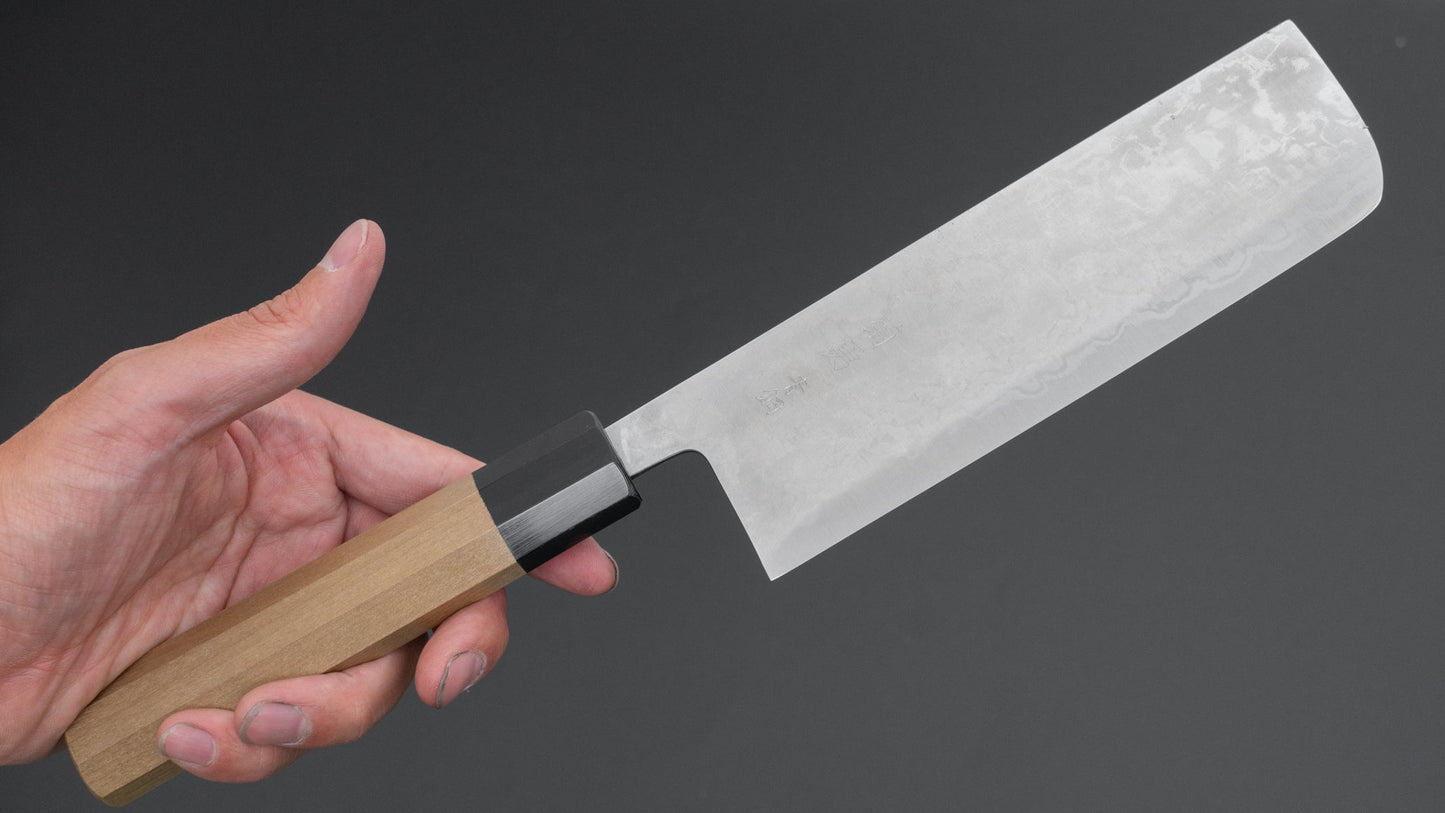 Morihei Kikuyu Blue #2 Damascus Nakiri 165mm Ho Houten Handvat