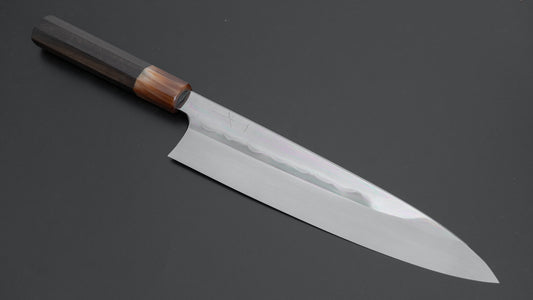 Hitohira Togashi White #1 Notaremon Mizu Honyaki Gyuto 240mm Taihei Ebony Handle (#101/ Saya)