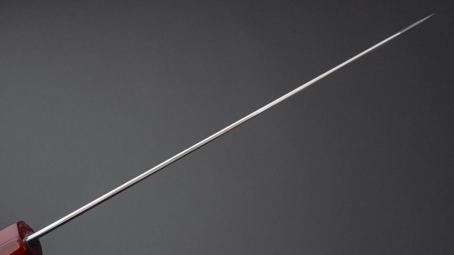 Hitohira Kikuchiyo Kyuzo Silver #3 Migaki Kiritsuke Gyuto 210mm Lacquered Handle (Black and Red)