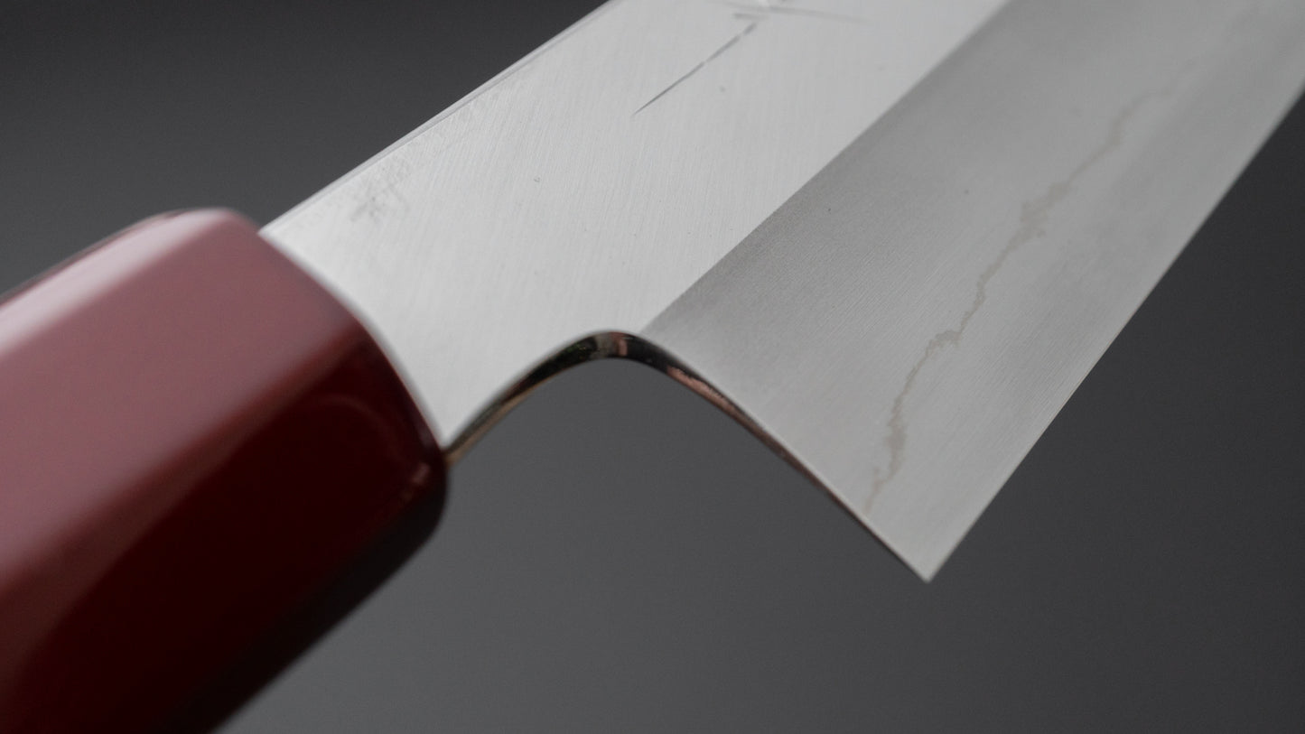 Hitohira Kikuchiyo Kyuzo Silver #3 Migaki Kiritsuke Gyuto 210mm Lacquered Handle (Black and Red)