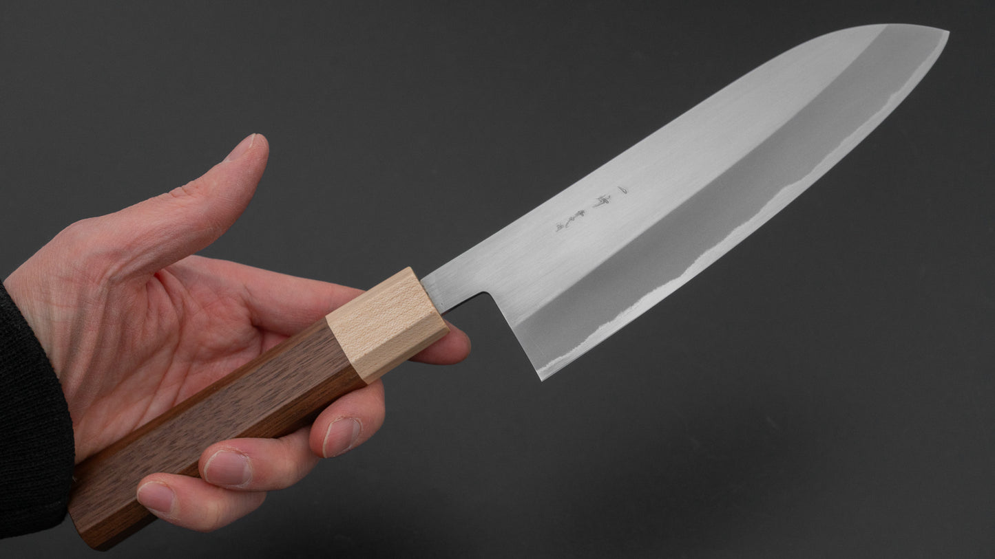 Hitohira TD Blue #2 Stainless Clad Migaki Santoku 165mm Walnut Handle