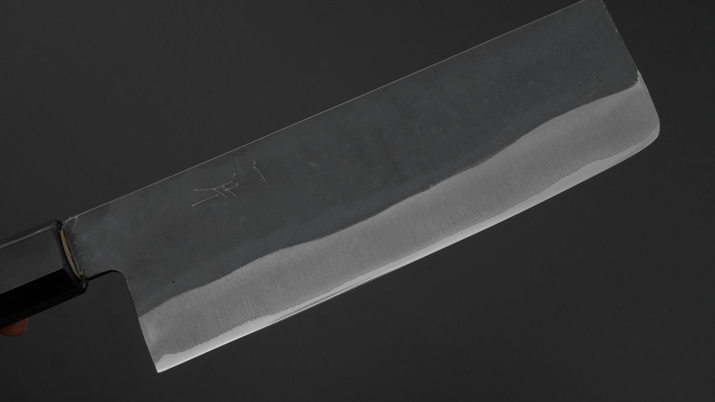 Hitohira Hizen Kurouchi Blue #1 Stainless Clad Nakiri 165mm Ho Wood Handle