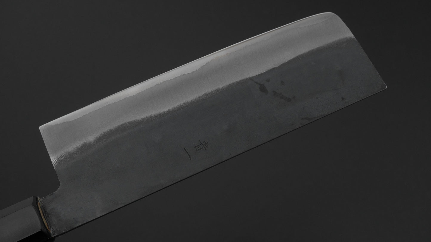 Hitohira Hizen Kurouchi Blue #1 Stainless Clad Nakiri 165mm Ho Wood Handle