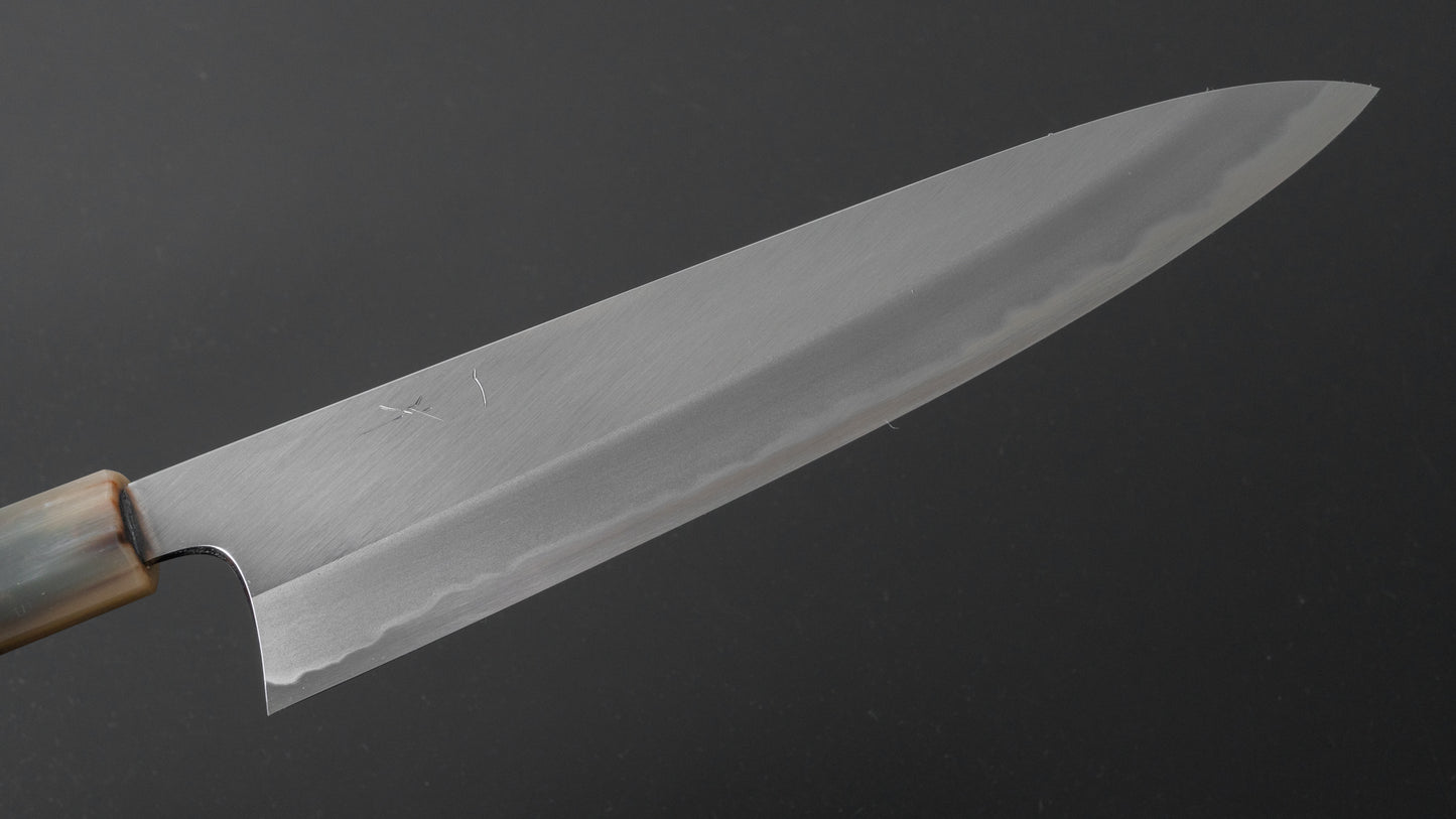 Hitohira Tanaka Kyuzo Blauw #1 Migaki Gyuto 240 mm Taihei Makassar ebbenhouten handvat 