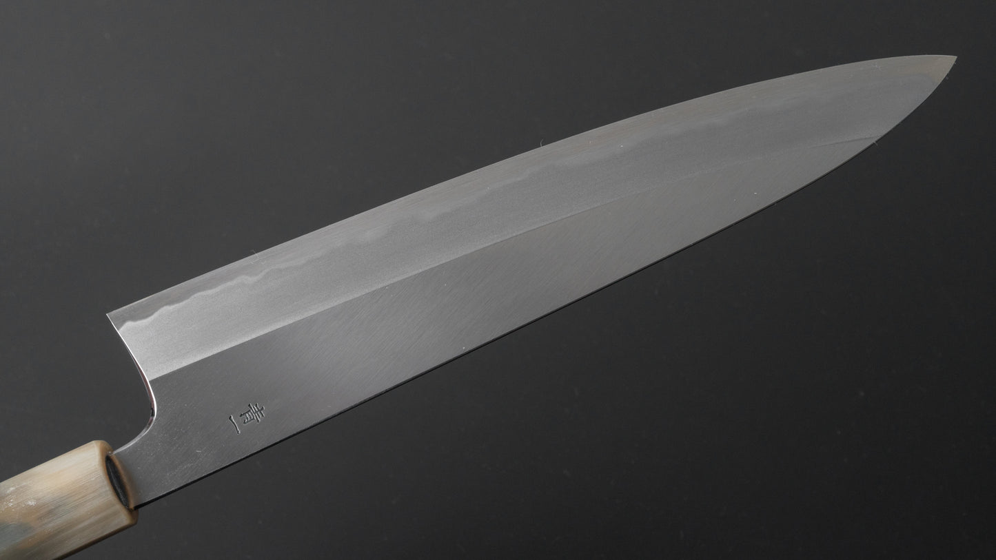 Hitohira Tanaka Kyuzo Blauw #1 Migaki Gyuto 240 mm Taihei Makassar ebbenhouten handvat 