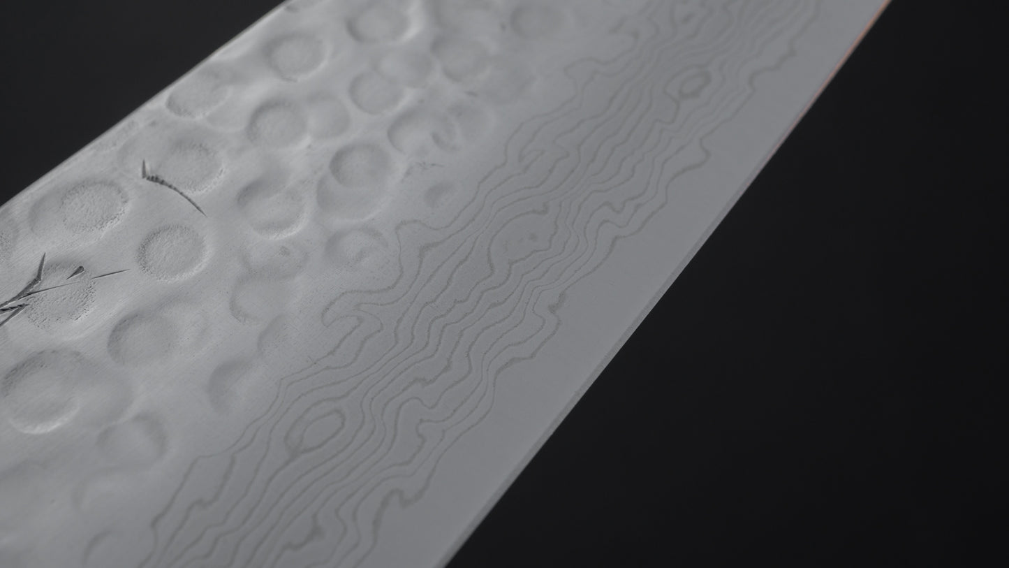 Hitohira HG Tsuchime Damascus Gyuto 210 mm walnoot handvat