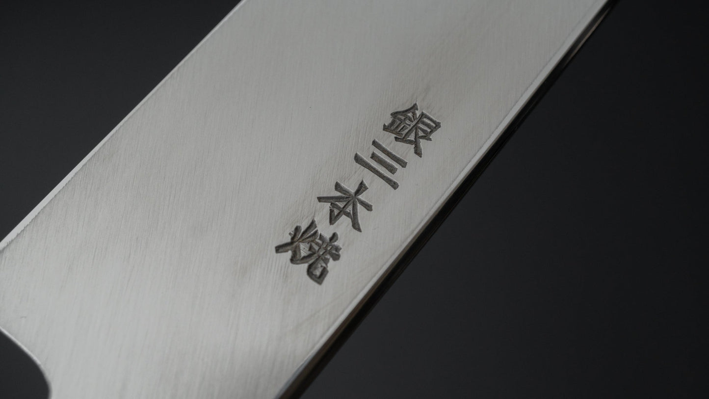 Hitohira Yamatsuka Mosuke Mirror Polished Ginsan Honyaki Yanagiba 270mm Ebony Handle (Saya)