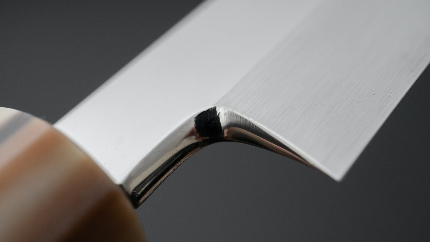 Hitohira Yamatsuka Mosuke spiegel gepolijst Ginsan Honyaki Yanagiba 270 mm ebbenhouten handvat (Saya)