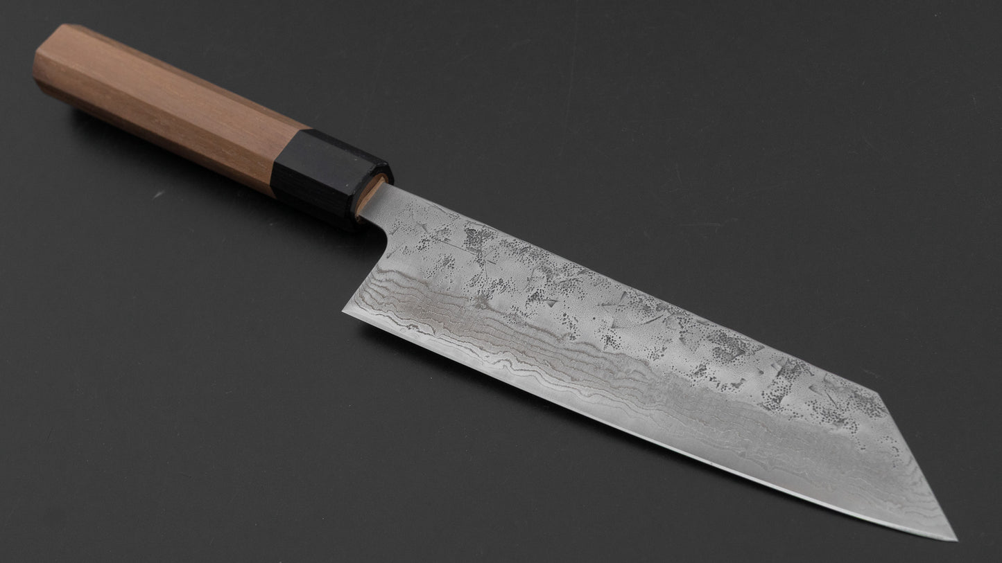 Hitohira Futana Swedish Stainless Nashiji Damascus Bunka 170mm Walnut Handle