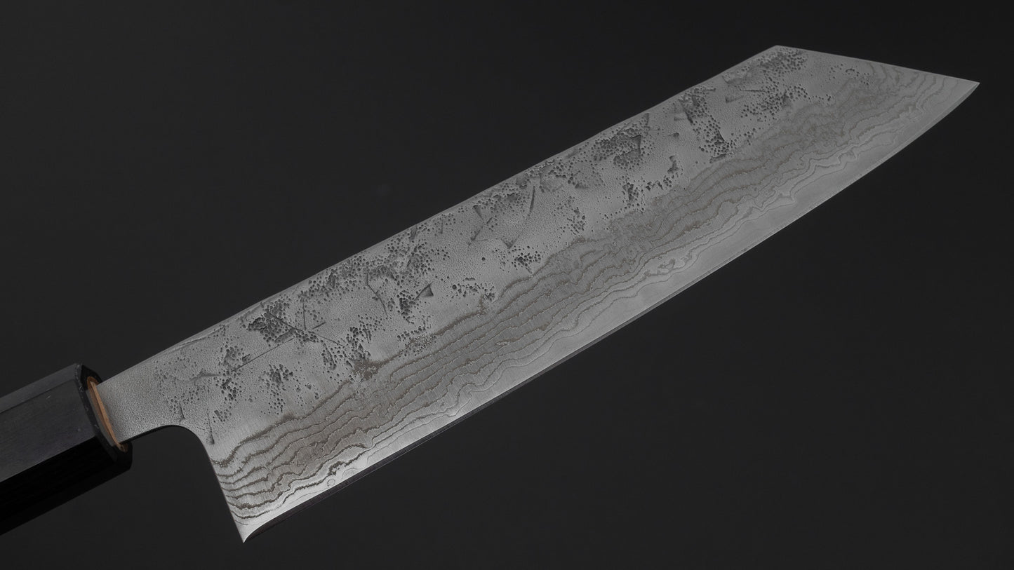 Hitohira Futana Swedish Stainless Nashiji Damascus Bunka 170mm Walnut Handle
