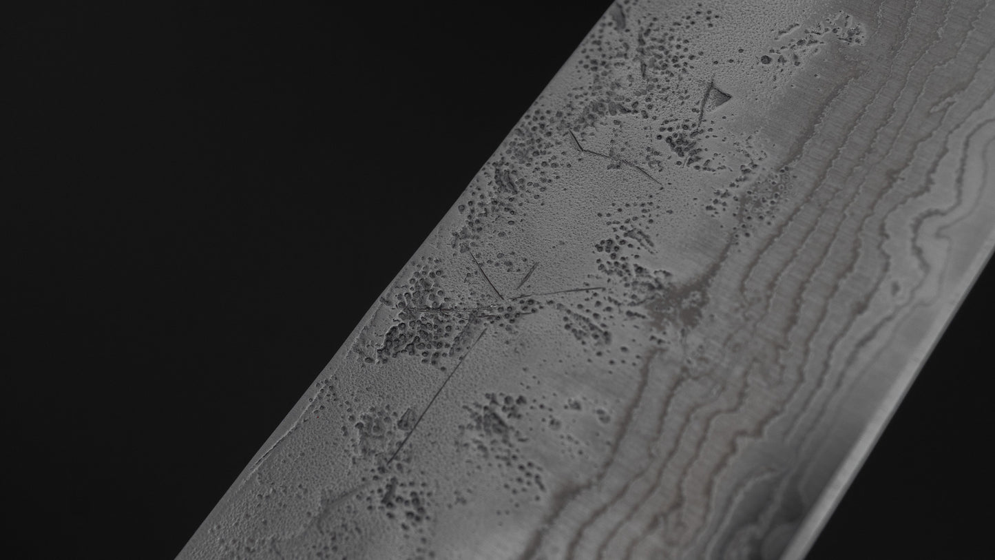 Hitohira Futana Swedish Stainless Nashiji Damascus Bunka 170mm Walnut Handle