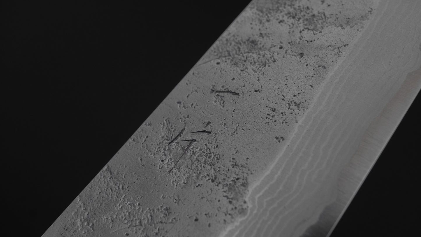 Hitohira NM V10 Nashiji Damascus Gyuto 180mm Wine Pakka Handle