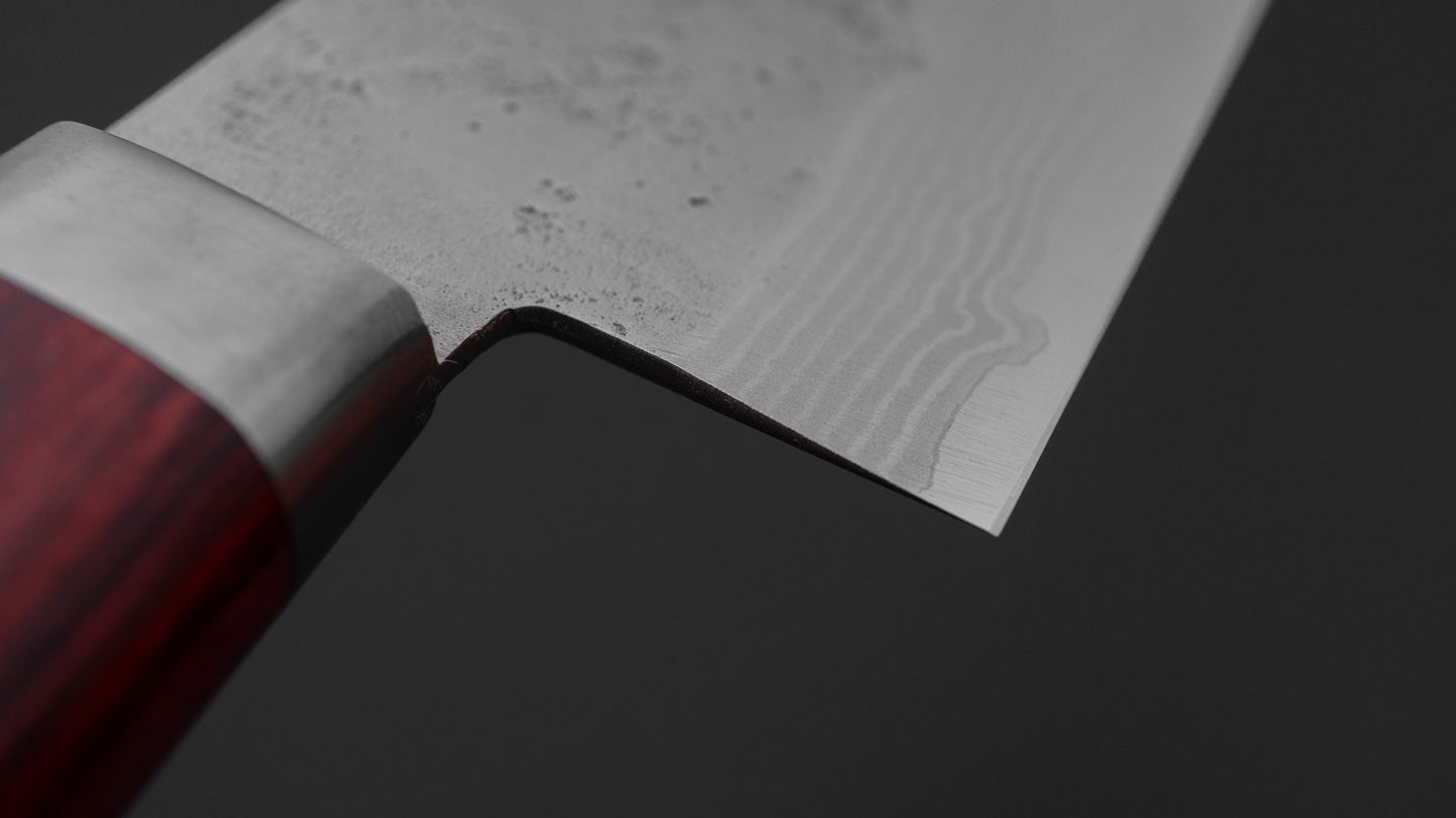 Hitohira NM V10 Nashiji Damascus Gyuto 180mm Wine Pakka Handle