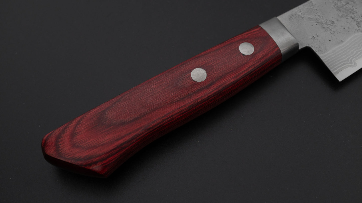 Hitohira NM V10 Nashiji Damascus Gyuto 180mm Wine Pakka Handle