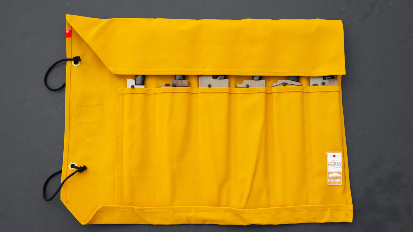 HI-CONDITION Hanpu Canvas 6 Pockets Knife Roll Mustard
