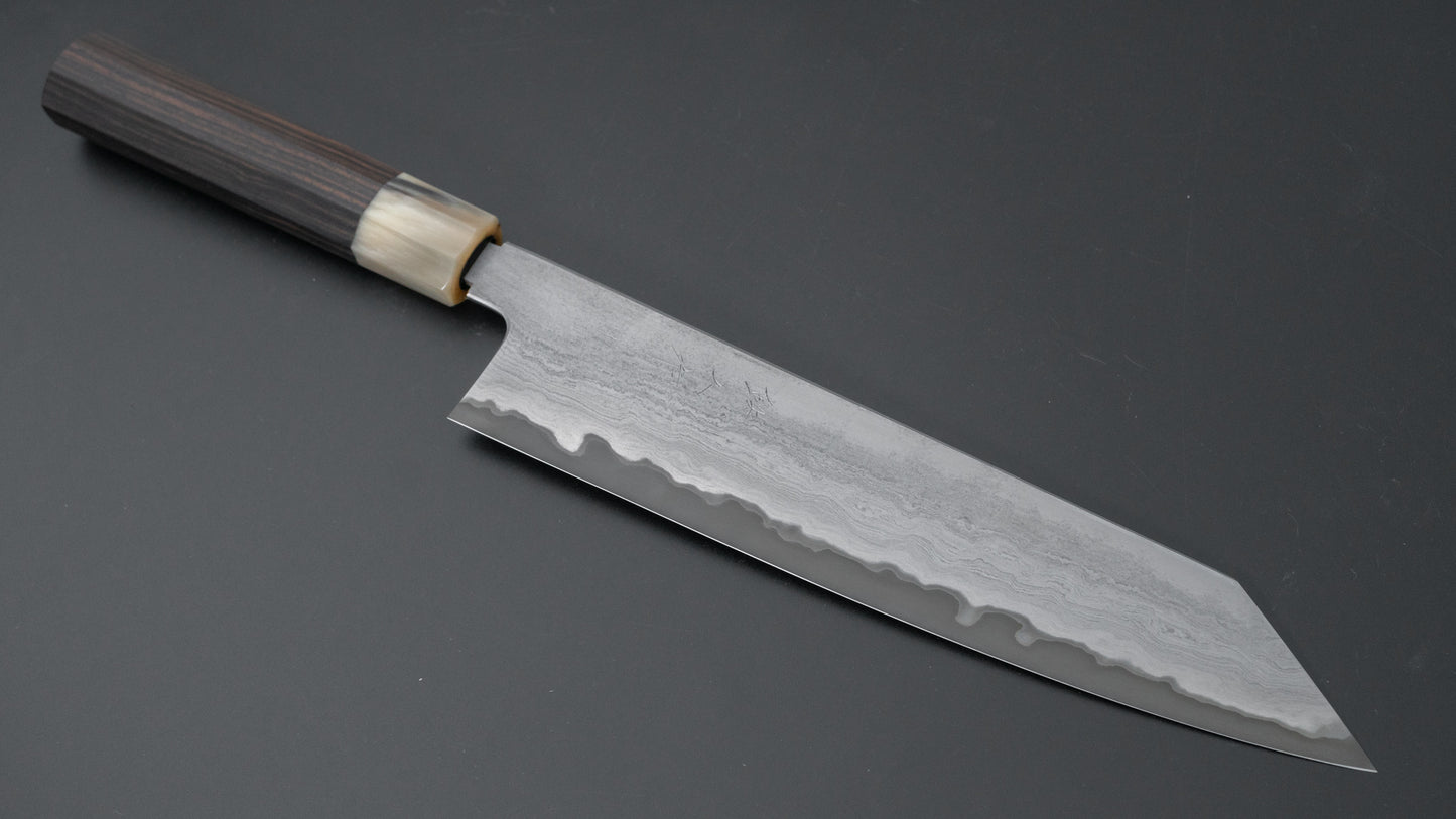 Tetsujin Blue #2 Metal Flow Kiritsuke Gyuto 240 mm Taihei Makassar ebbenhouten handvat