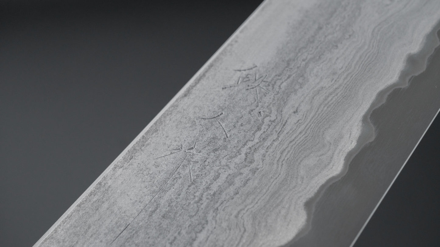 Tetsujin Blue #2 Metal Flow Kiritsuke Gyuto 240 mm Taihei Makassar ebbenhouten handvat