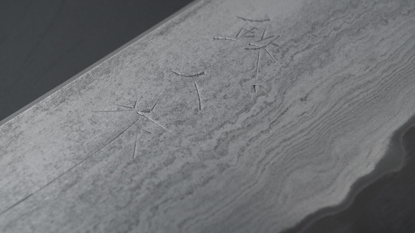 Tetsujin Blue #2 Metal Flow Kiritsuke Gyuto 240 mm Taihei Makassar ebbenhouten handvat