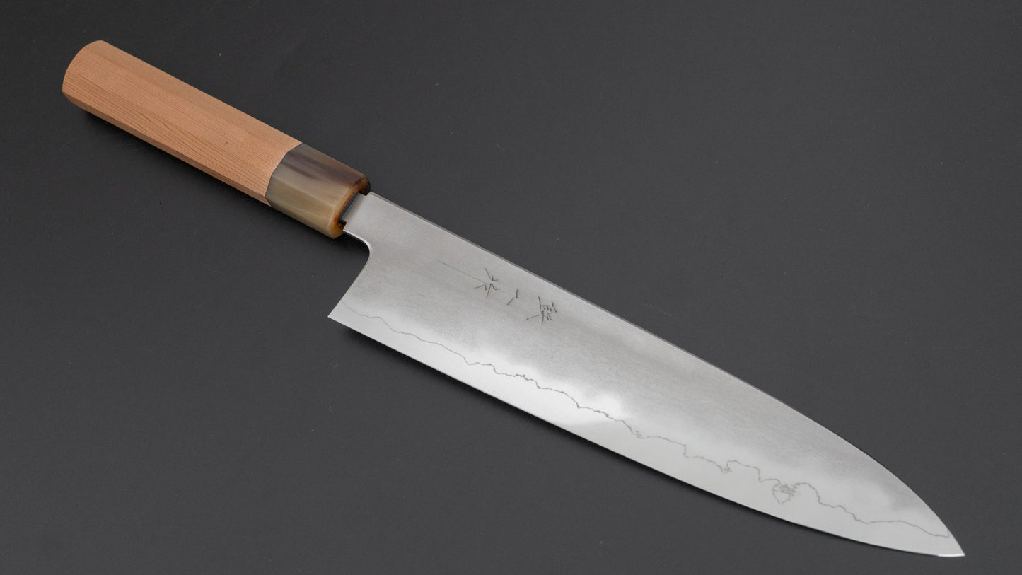 Tetsujin Zilver #3 Kasumi Gyuto 240 mm Yakusugi cederhouten handvat