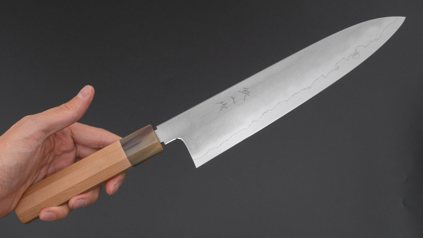 Tetsujin Zilver #3 Kasumi Gyuto 240 mm Yakusugi cederhouten handvat