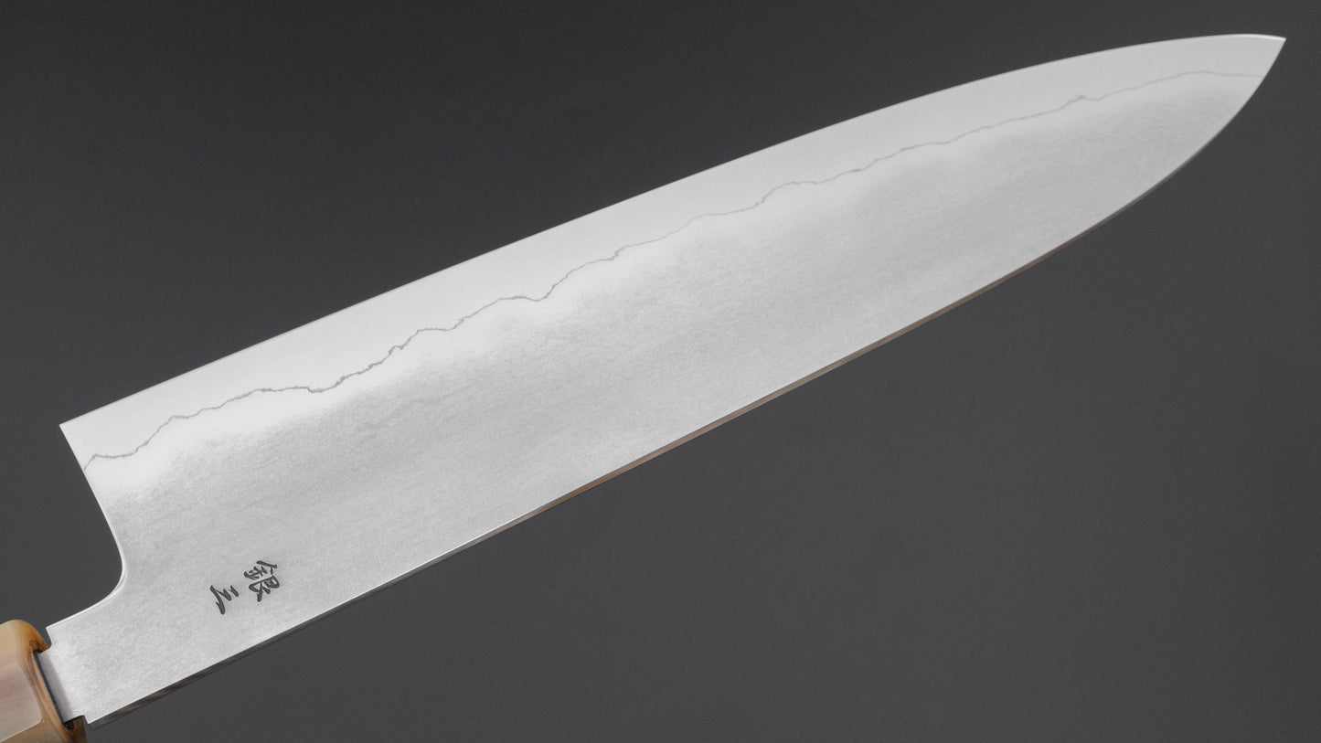 Tetsujin Zilver #3 Kasumi Gyuto 240 mm Yakusugi cederhouten handvat