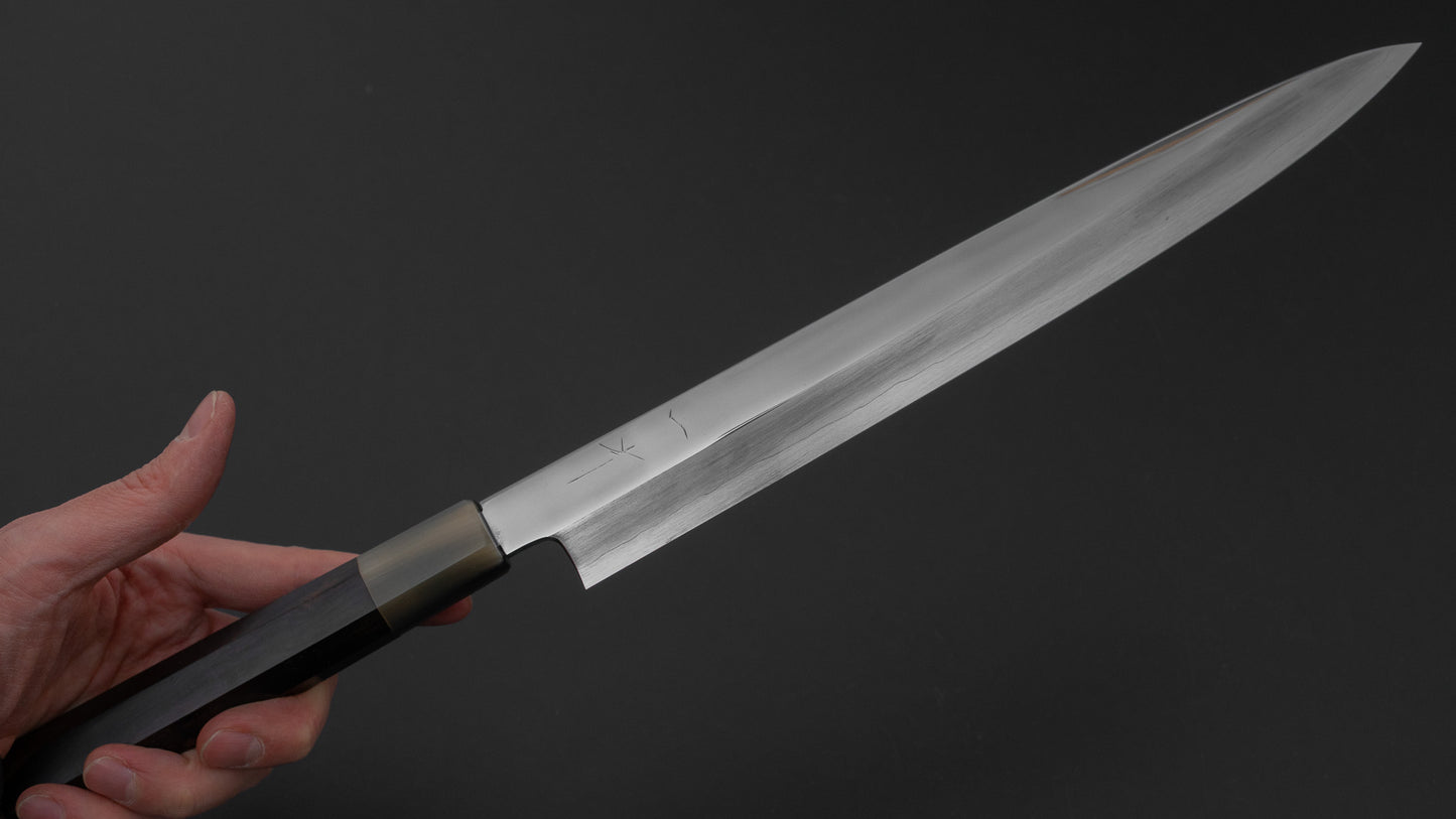 Hitohira Kikuchiyo Mosuke Silver #3 Mirror Polished Yanagiba 270mm Ebony Handle (Saya)