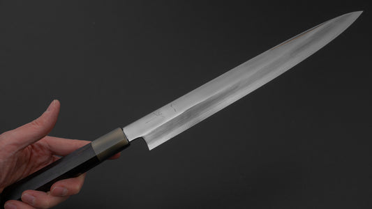 Hitohira Kikuchiyo Mosuke Silver #3 Mirror Polished Yanagiba 270mm Ebony Handle (Saya)