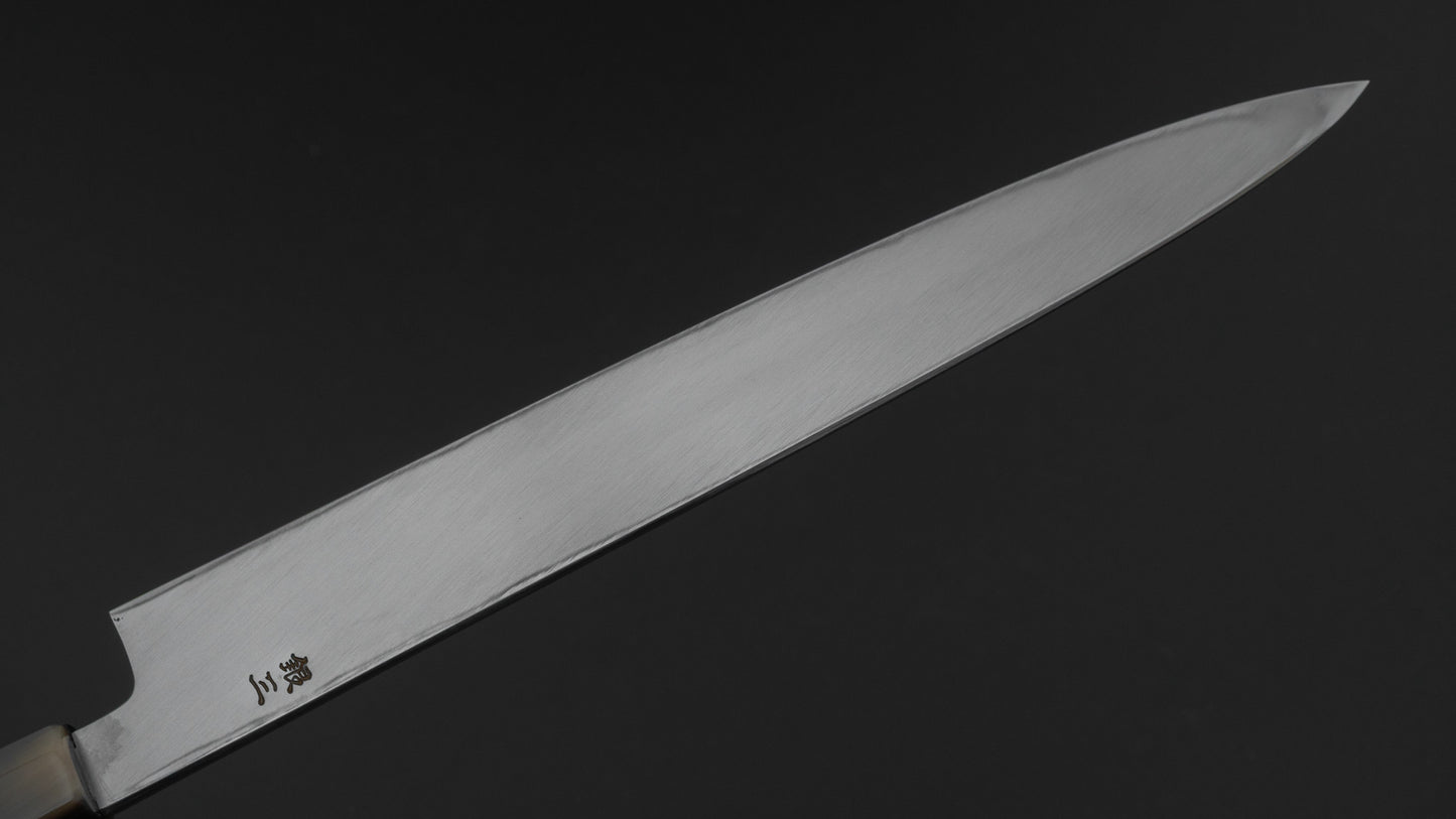 Hitohira Kikuchiyo Mosuke Silver #3 Mirror Polished Yanagiba 270mm Ebony Handle (Saya)