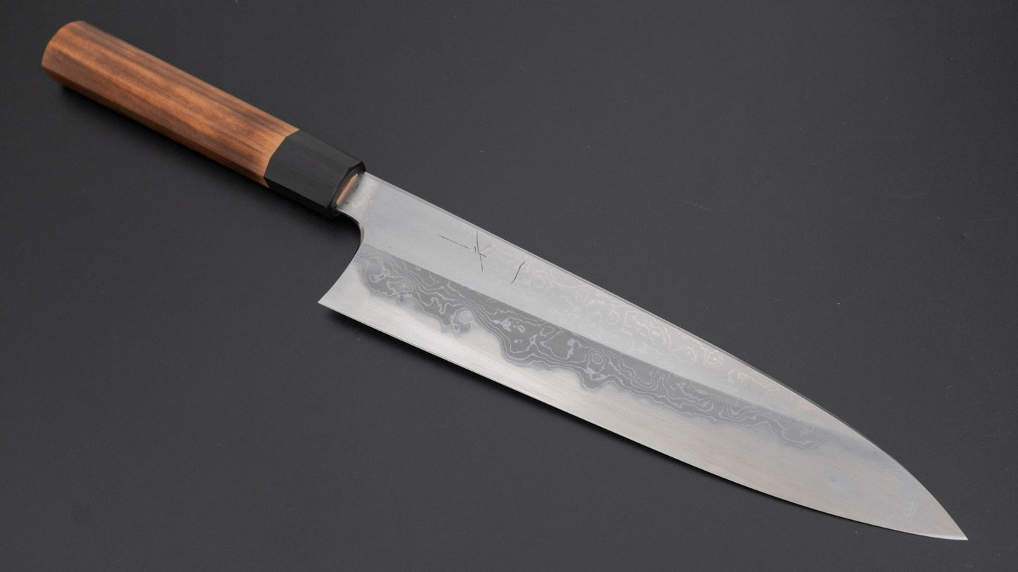 Hitohira Togashi Wit #1 Damascus Gyuto 240 mm verbrand Yakusugi-handvat