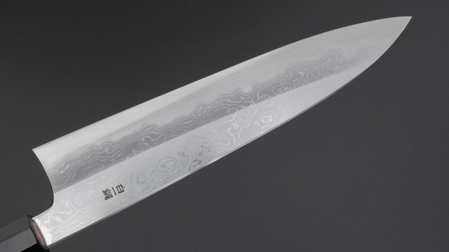 Hitohira Togashi Wit #1 Damascus Gyuto 240 mm verbrand Yakusugi-handvat