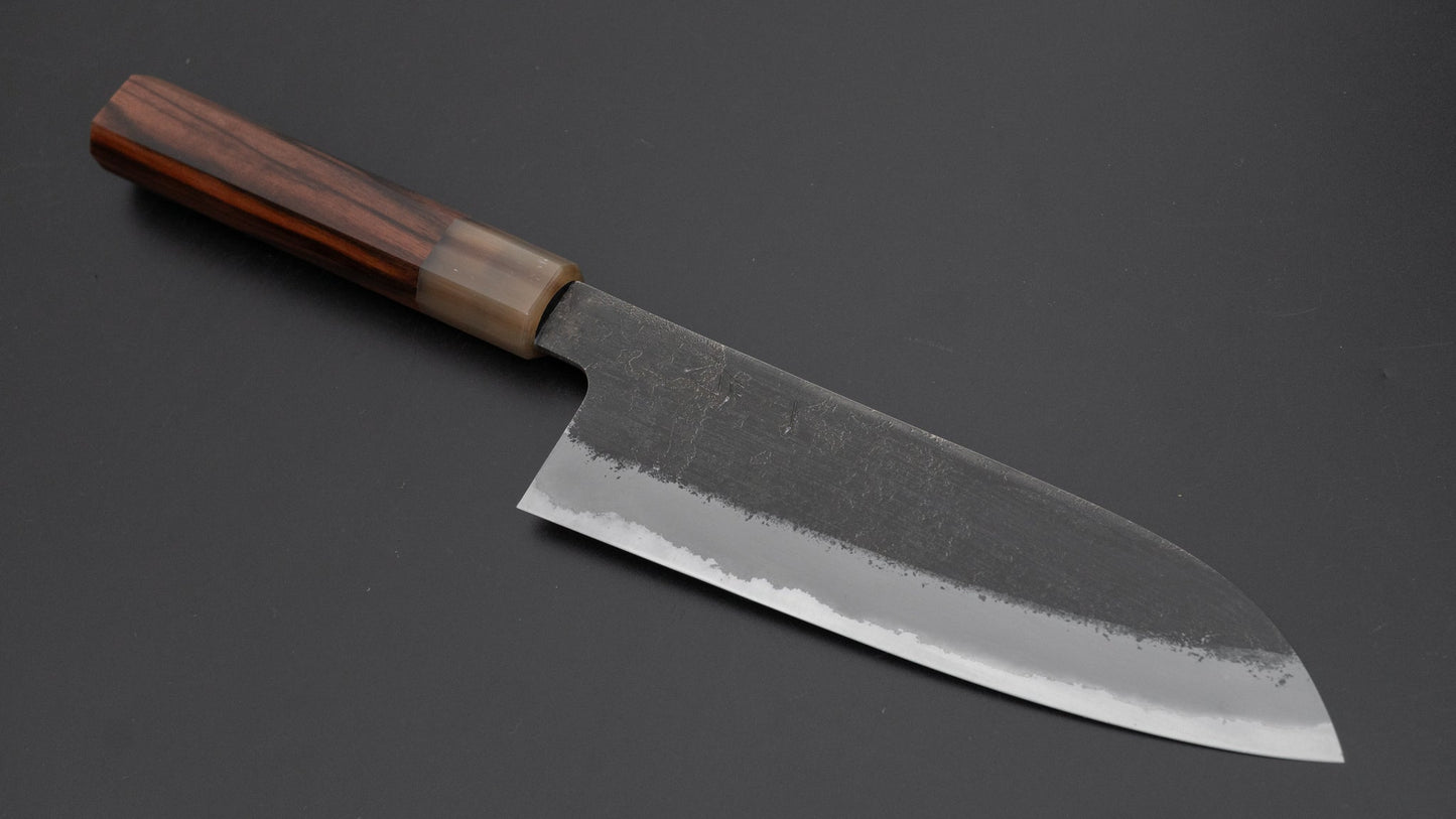 Hitohira Hinode Nashiji Wit #2 Roestvrijstalen Santoku 165mm Ebbenhouten Handvat