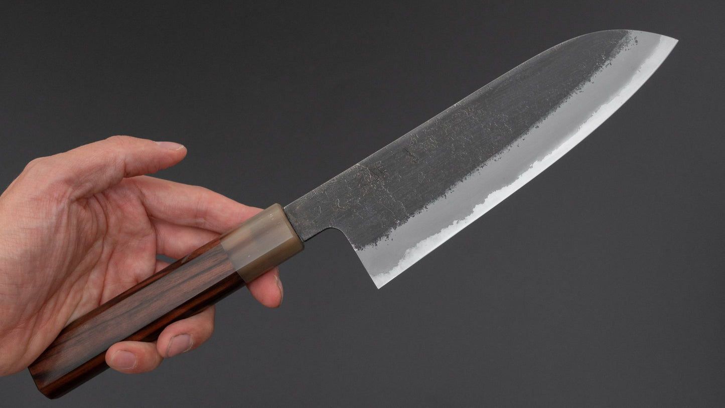 Hitohira Hinode Nashiji Wit #2 Roestvrijstalen Santoku 165mm Ebbenhouten Handvat