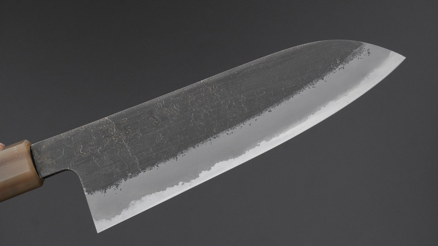 Hitohira Hinode Nashiji Wit #2 Roestvrijstalen Santoku 165mm Ebbenhouten Handvat