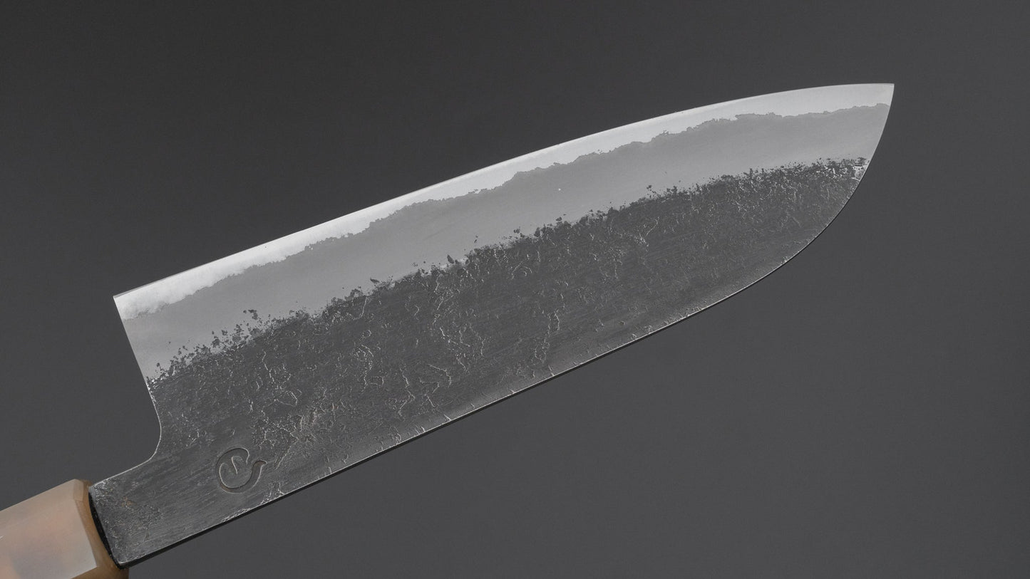 Hitohira Hinode Nashiji Wit #2 Roestvrijstalen Santoku 165mm Ebbenhouten Handvat